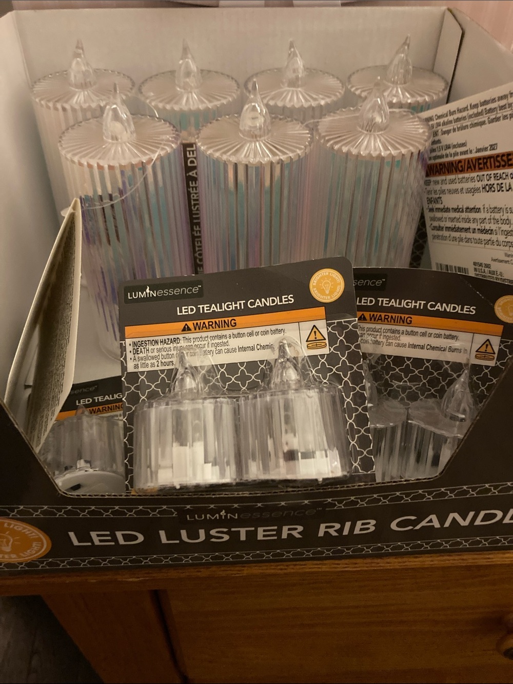 Luminess LED Luster Rib Candles - Iridescent Clear